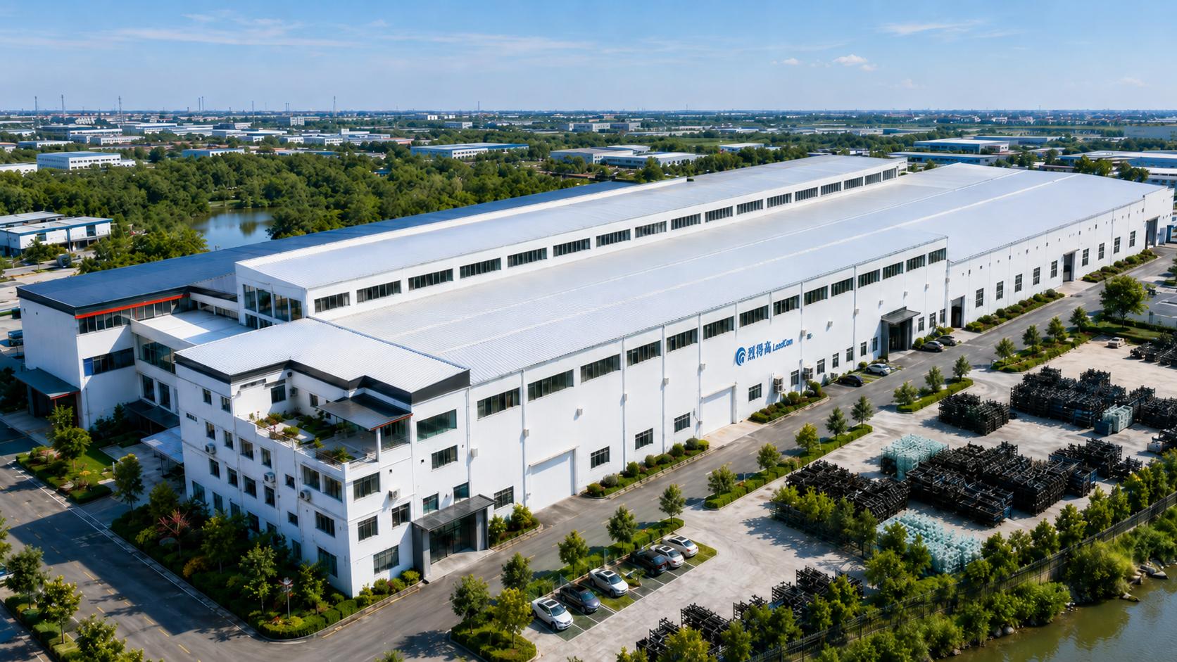 Aerial view of the LeadCom factory campus